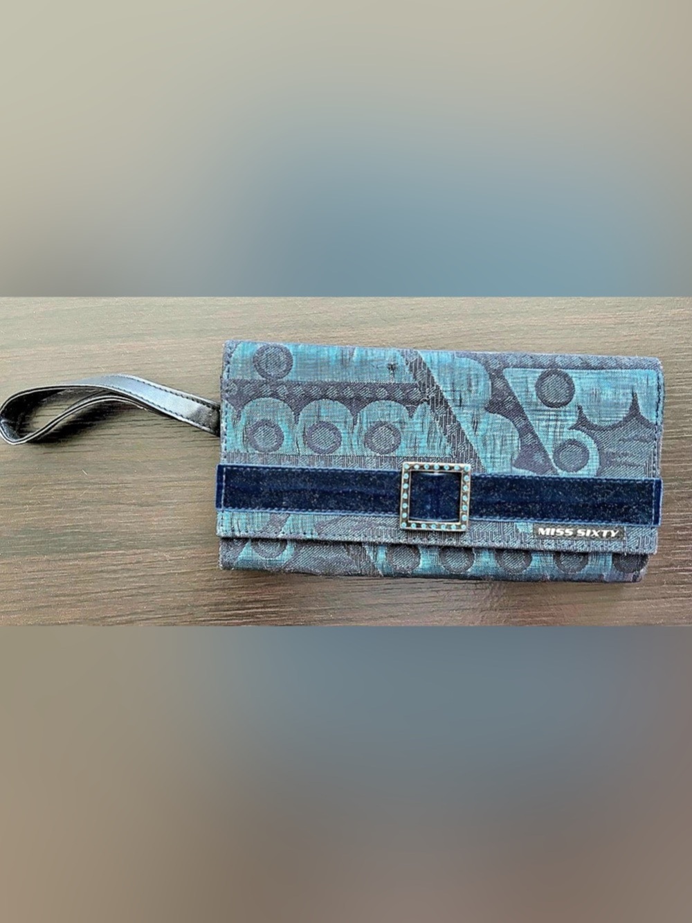 Miss Sixty Blue & Black Clutch Wristlet
